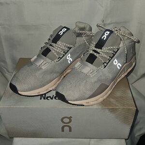 On Running Gray and Tan Sneakers